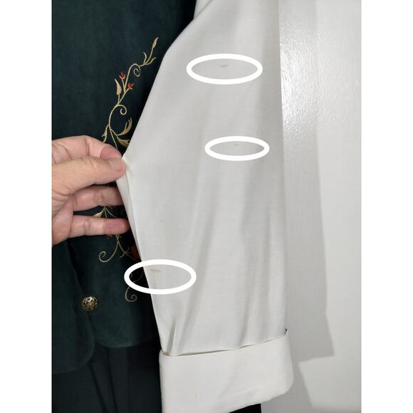 3398)Vtg 80s Miss Dorby Green White Attached Embroidery Vest 3/4 Sleeve Dress 12 - Picture 9 of 11